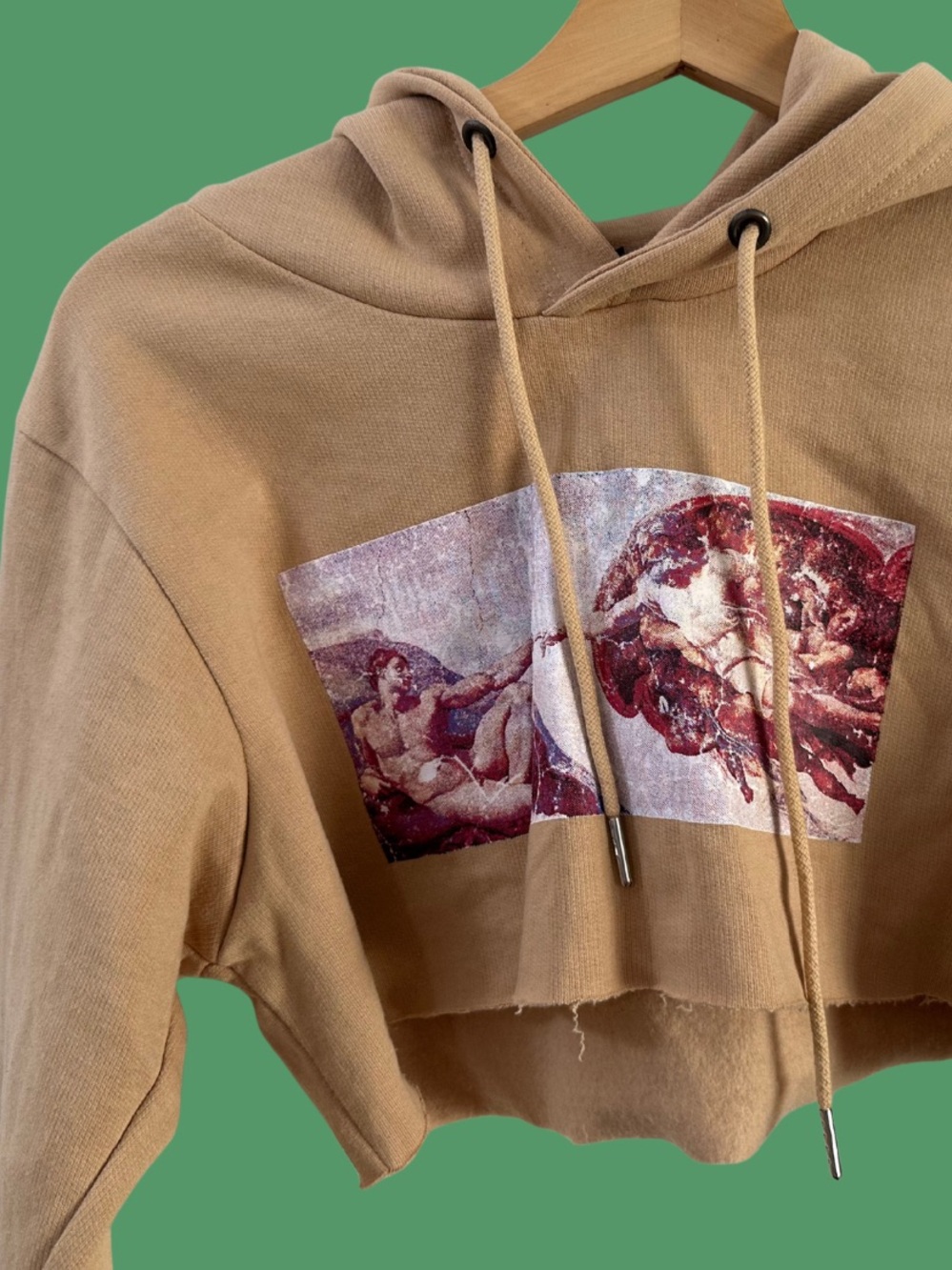 PRETTYLITTLETHING Fleece Hoodie: The Creation of Adam SIZE SMALL Religious God